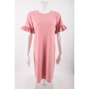 Ann Taylor Womens Shift Dress Sz 4 Pink Knee Length Short Ruffle Sleeve NWT